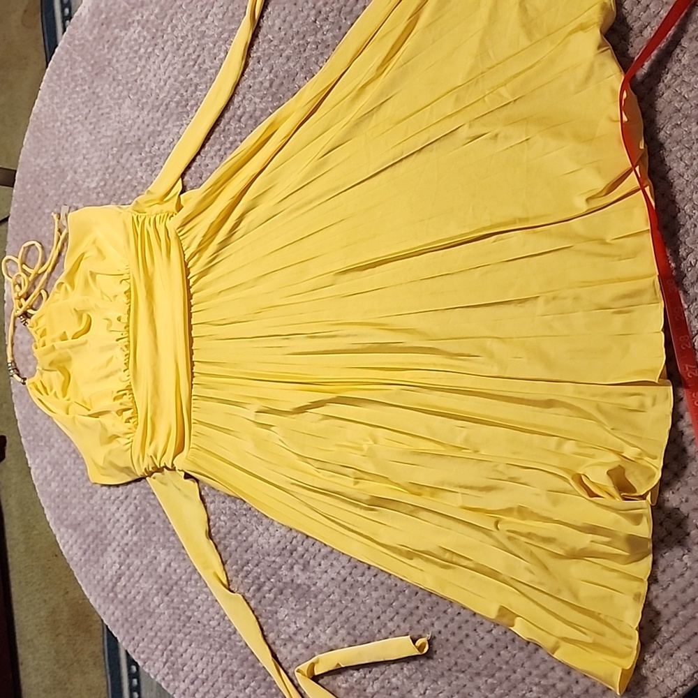 Miss Bison yellow halter top dress.
